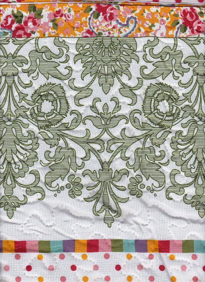 Quilted effect, modern duvet cover set in white, red and pink print. Reversible.