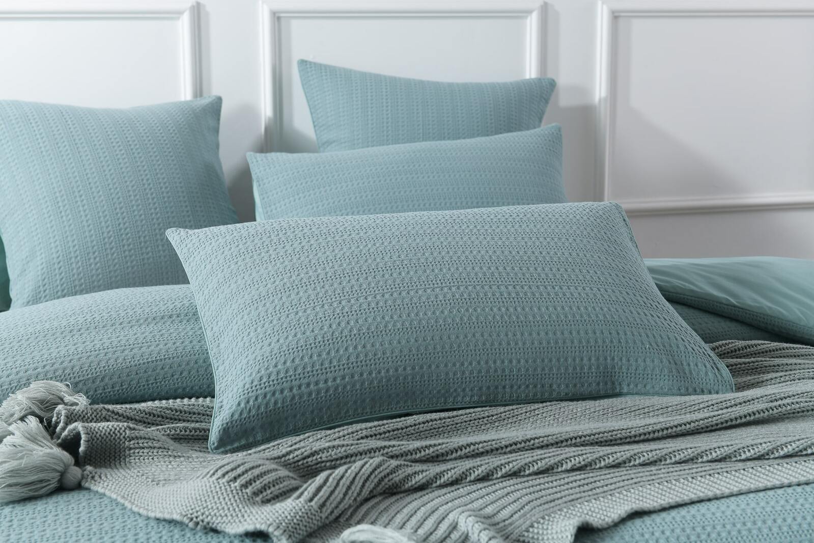 Jax Waffle Blue Quilt Cover Set