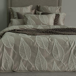 Jaxon mocha quilt cover set. Luxury Jacquard duvet cover set.