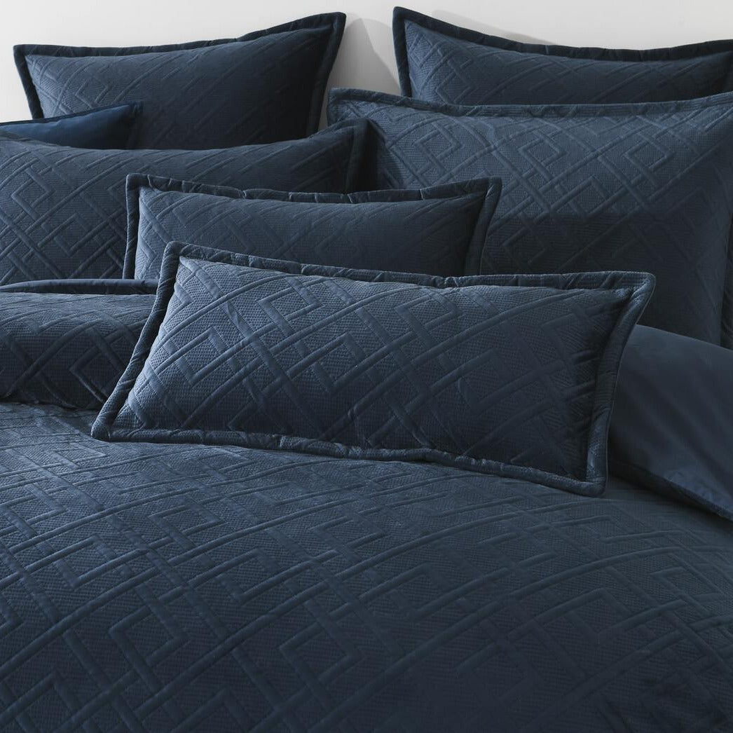 Colt Blue Quilted Velvet Quilt Cover Set