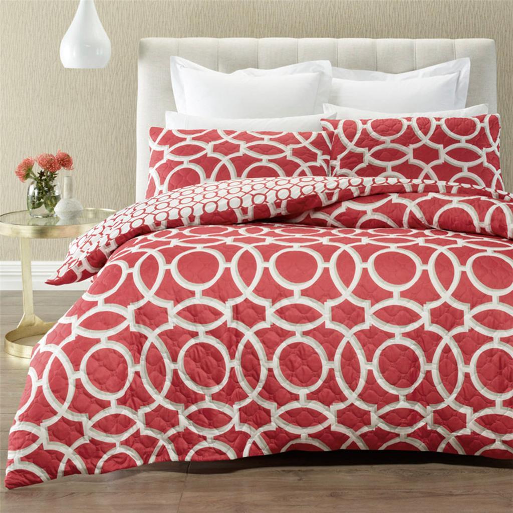 Mandarin quilted effect quilt cover set. Reversible duvet cover set.