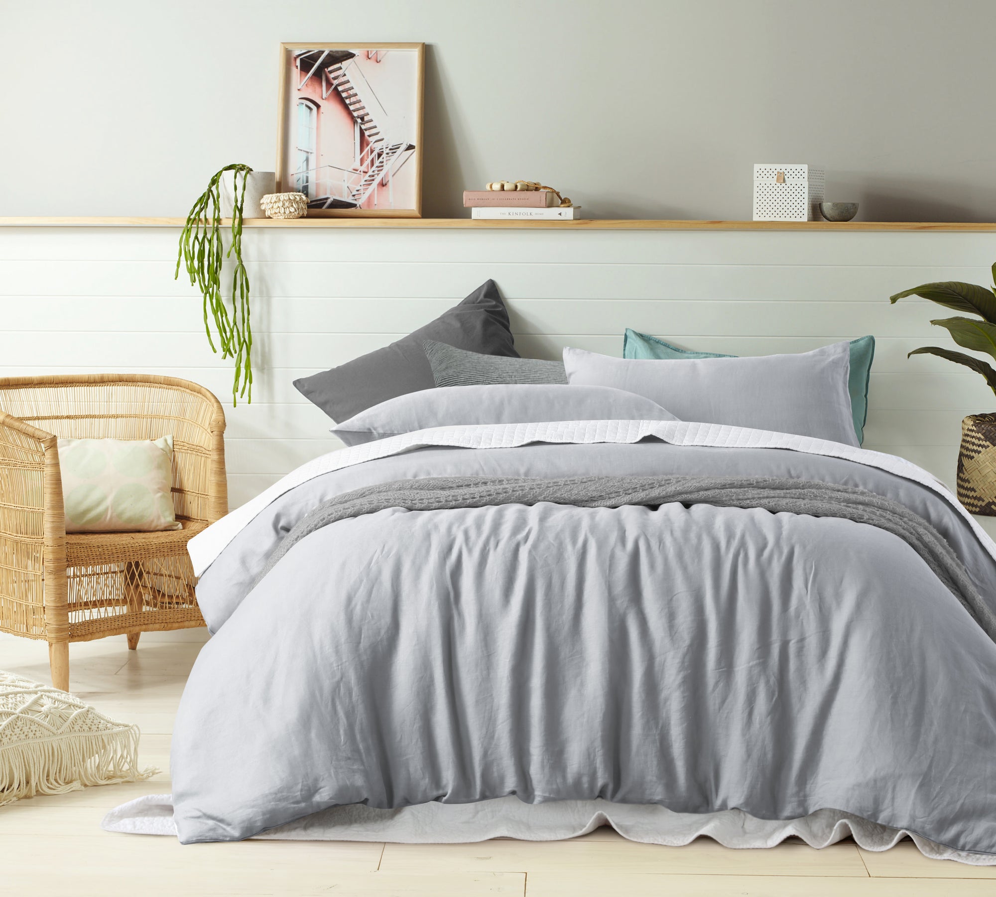 Dove Grey - 100% Pure Linen Quilt Cover Set