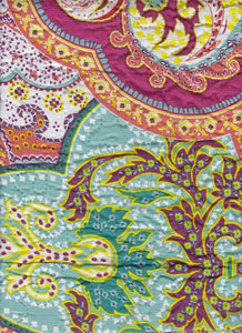 Quilted Effect Printed Aqua Pink Duvet Cover Set with 2 pillowcases