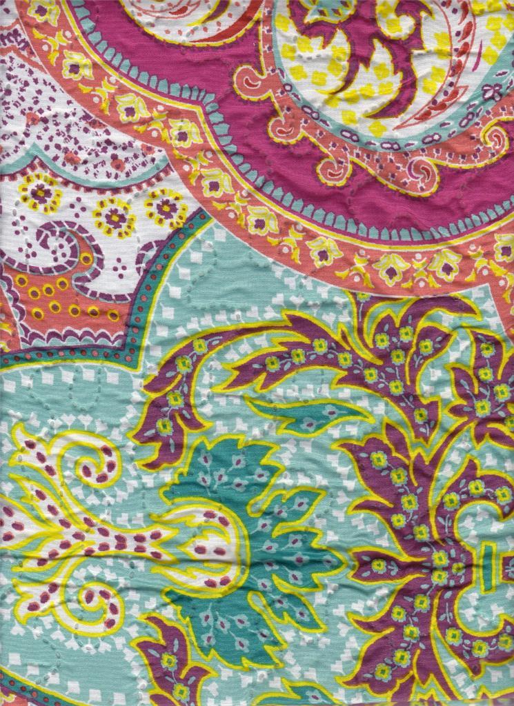 Quilted Effect Printed Aqua Pink Duvet Cover Set with 2 pillowcases