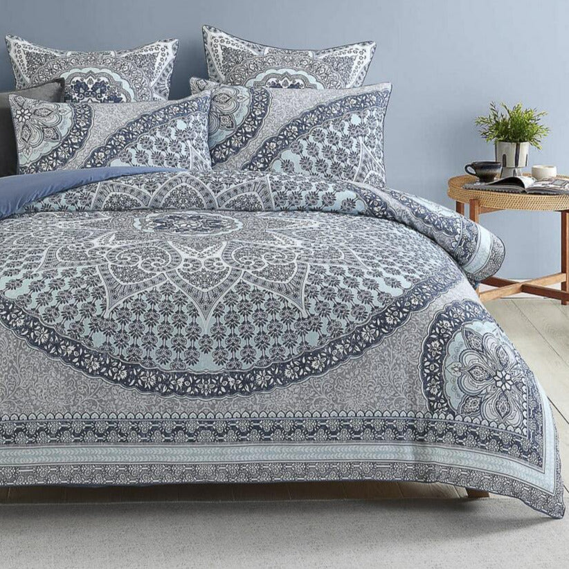 Zion Blue Quilt Cover Set