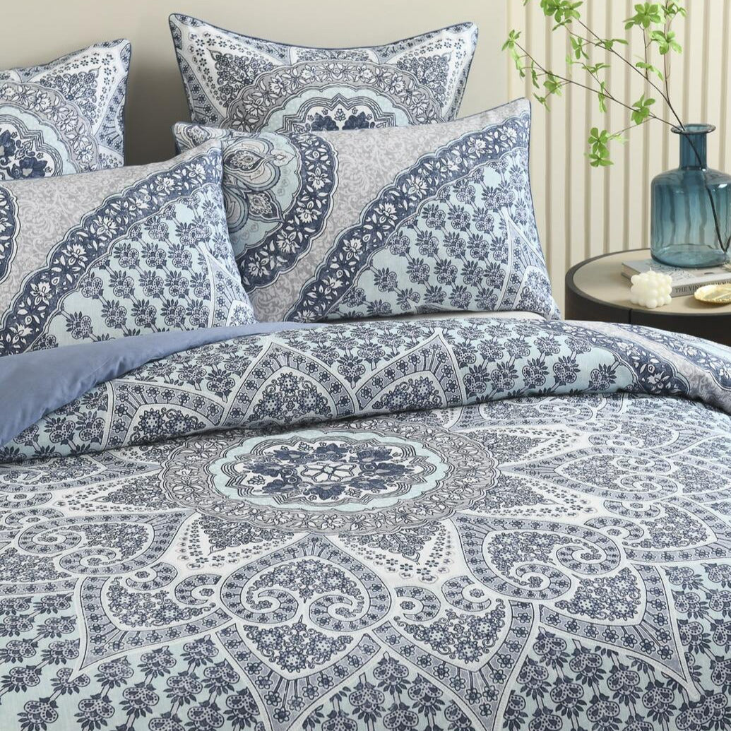 Zion Blue Quilt Cover Set